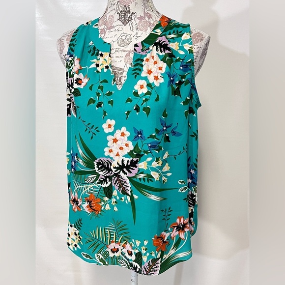 VIOLET & CLAIRE Teal floral sleeveless blouse size M. - Picture 2 of 11